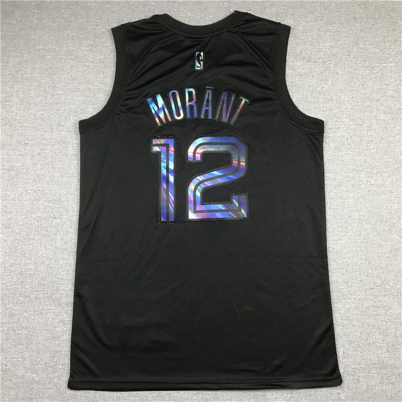 Men Memphis Grizzlies #12 Morant Black Rainbow version 2021 Nike Game NBA Jersey->new orleans pelicans->NBA Jersey